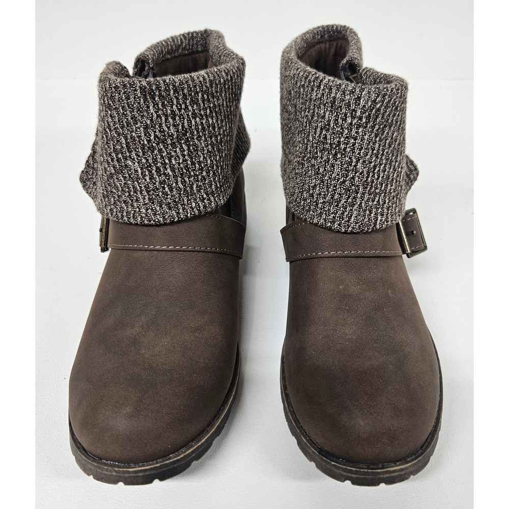 American Eagle Brown Ankle Boots Knit Sweater Cuff Buckle Size 8 179879